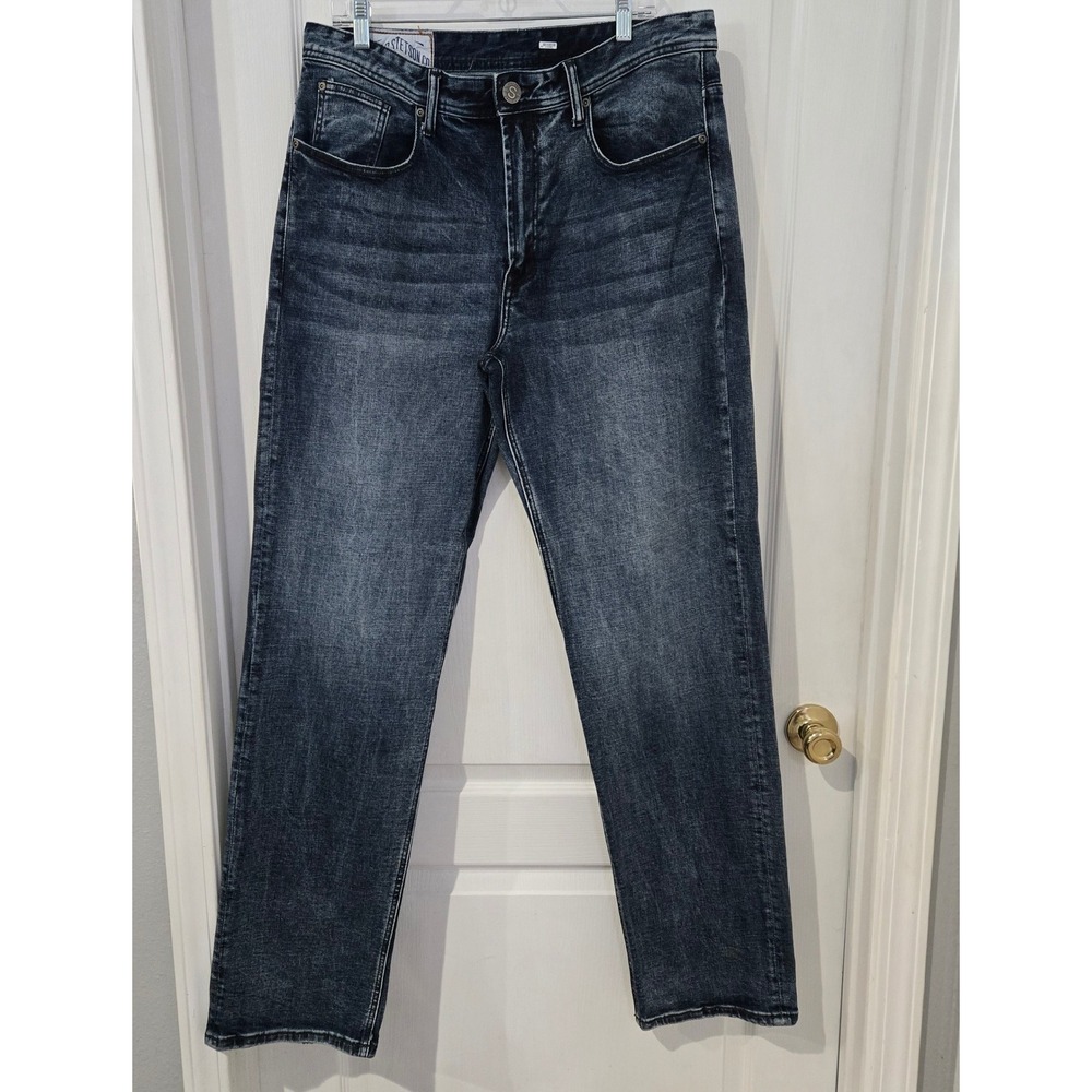 Stetson‎ Jeans Mens 36x36 Dark Wash Straight Leg Riveted Western Cowboy Rodeo